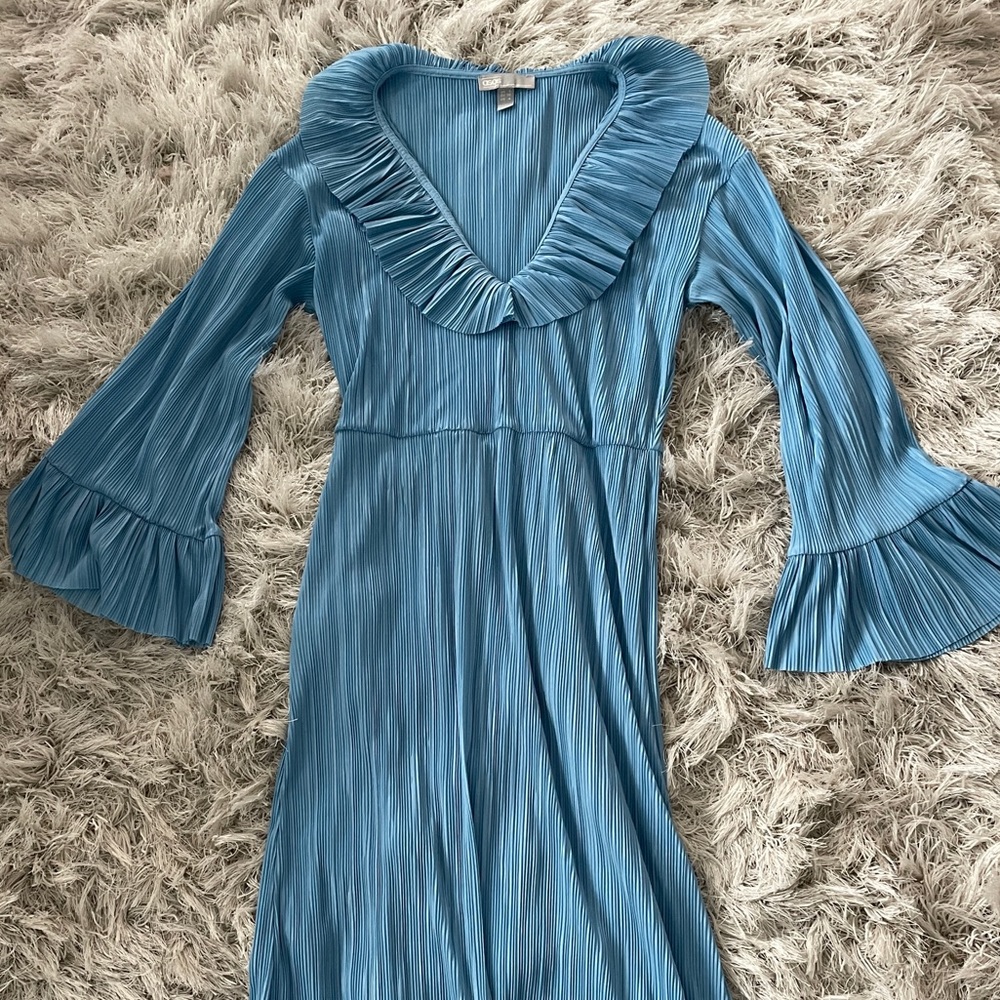 ASOS baby blue ribbed midi long sleeve dress Size 4